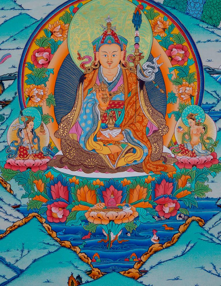 Guru Rinpoche or Guru Padmasambhava Thangka Painting art from Nepal - Lucky Thanka