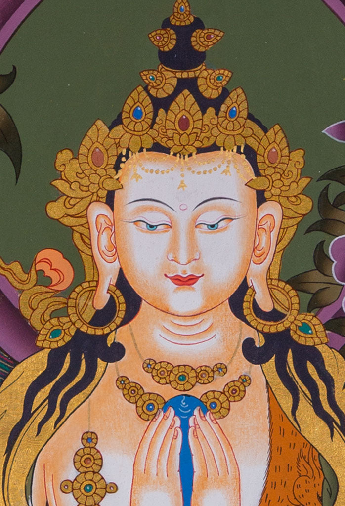 Great Bodhisattva of love and compassion | 4 arm chenrezig Tibetan thangka Buy Now - Lucky Thanka