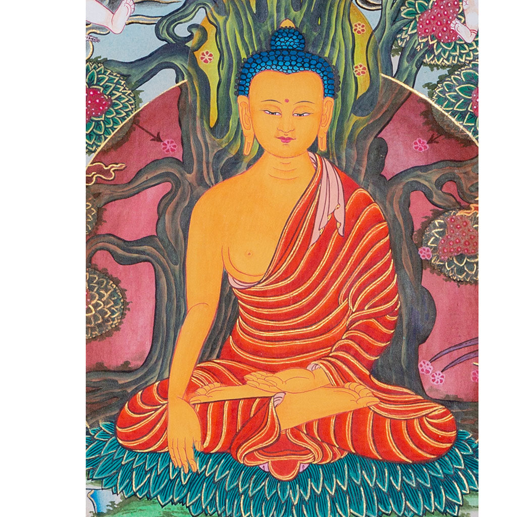 Shakyamuni Buddha Thangka event showing just before reaching the Enlightenment - Lucky Thanka