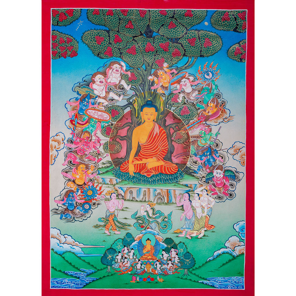 Shakyamuni Buddha Thangka event showing just before reaching the Enlightenment - Lucky Thanka