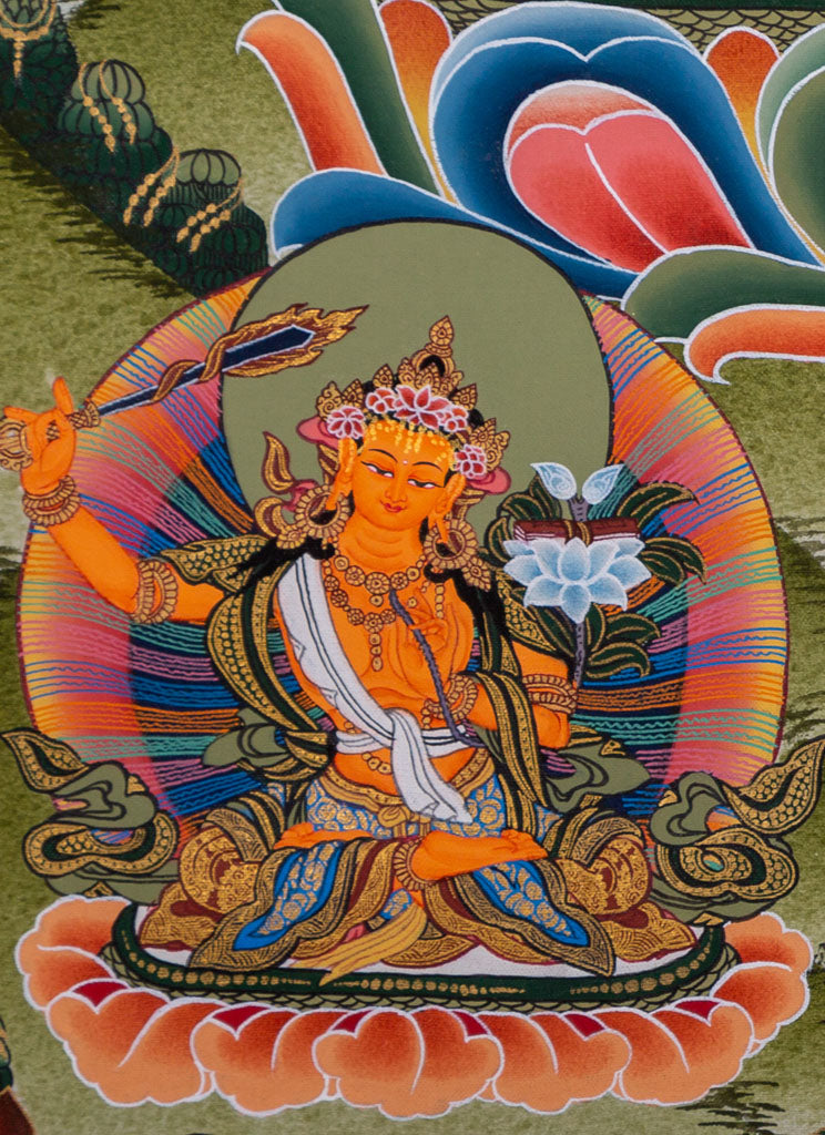 The Three Great Bodhisattvas | Chenrezig Thanka Painting | Buy Online beautiful art from Himalaya - Lucky Thanka