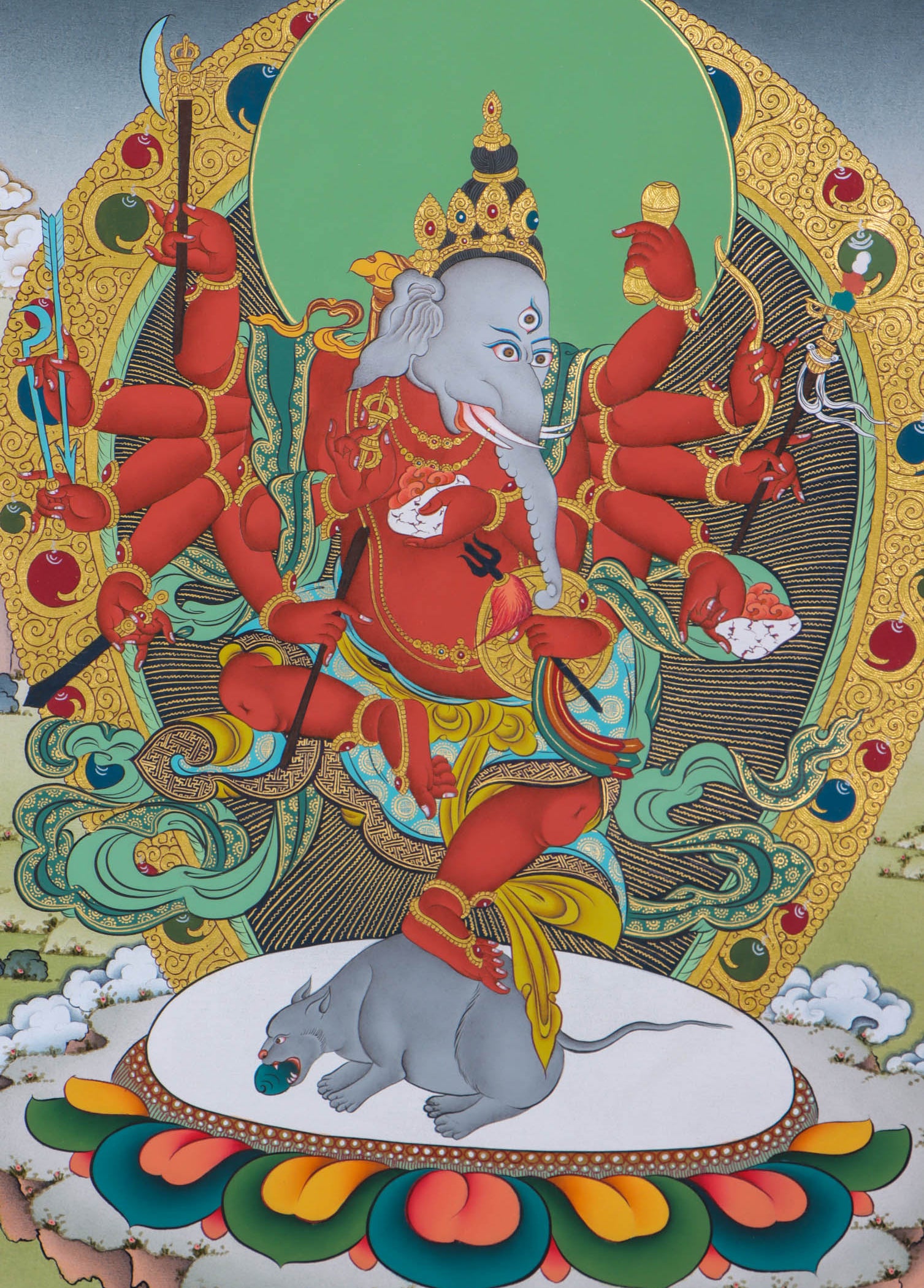 Shri Ganesh Thangka Painting - Lucky Thanka