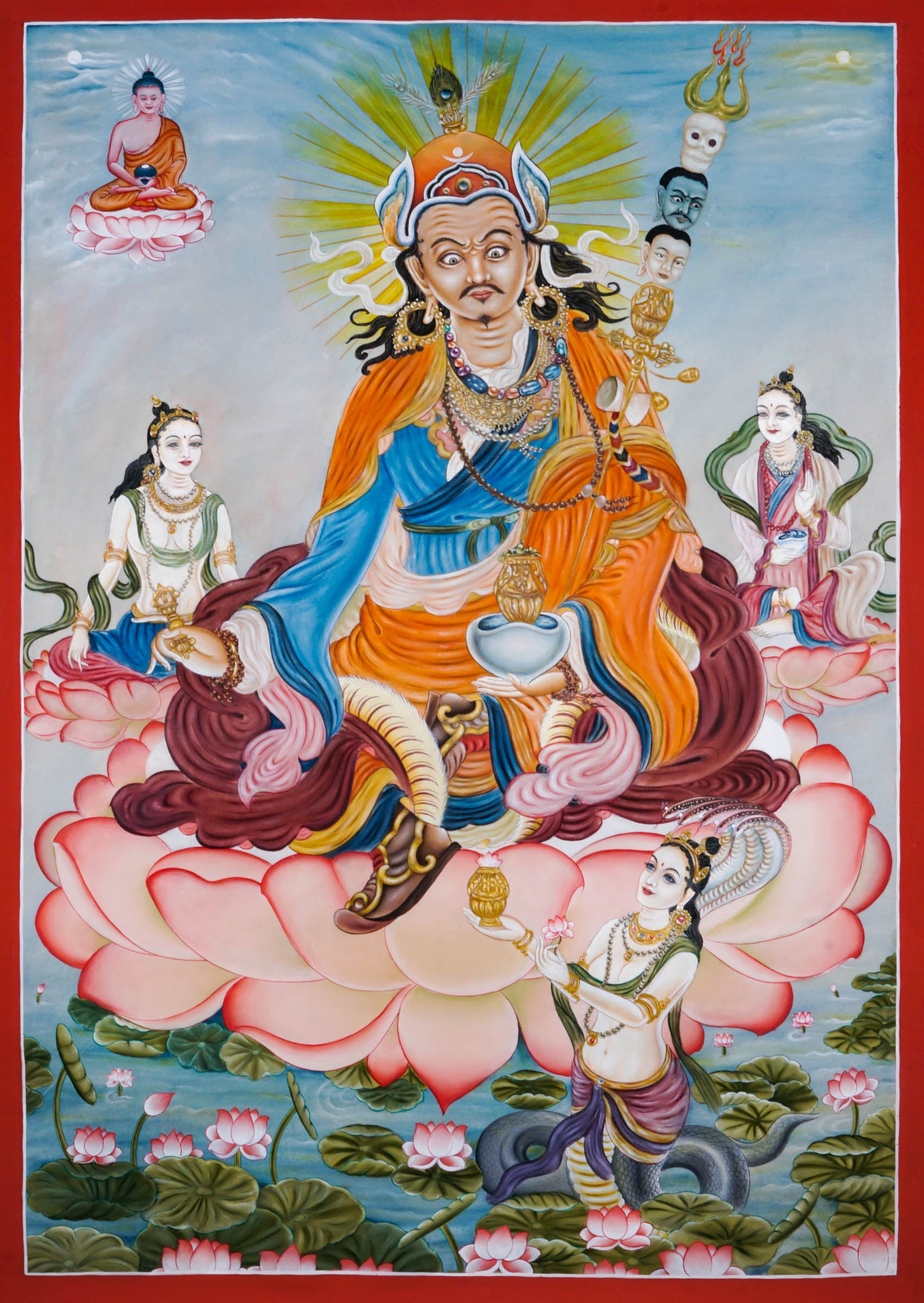 Guru Rinpoche Thangka Painting - Best handpainted thangka painting - LuckyThanka