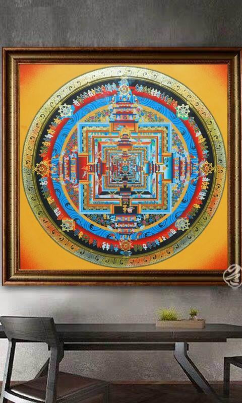Gold Kalachakra Mandala for Good Luck and Happiness - Lucky Thanka