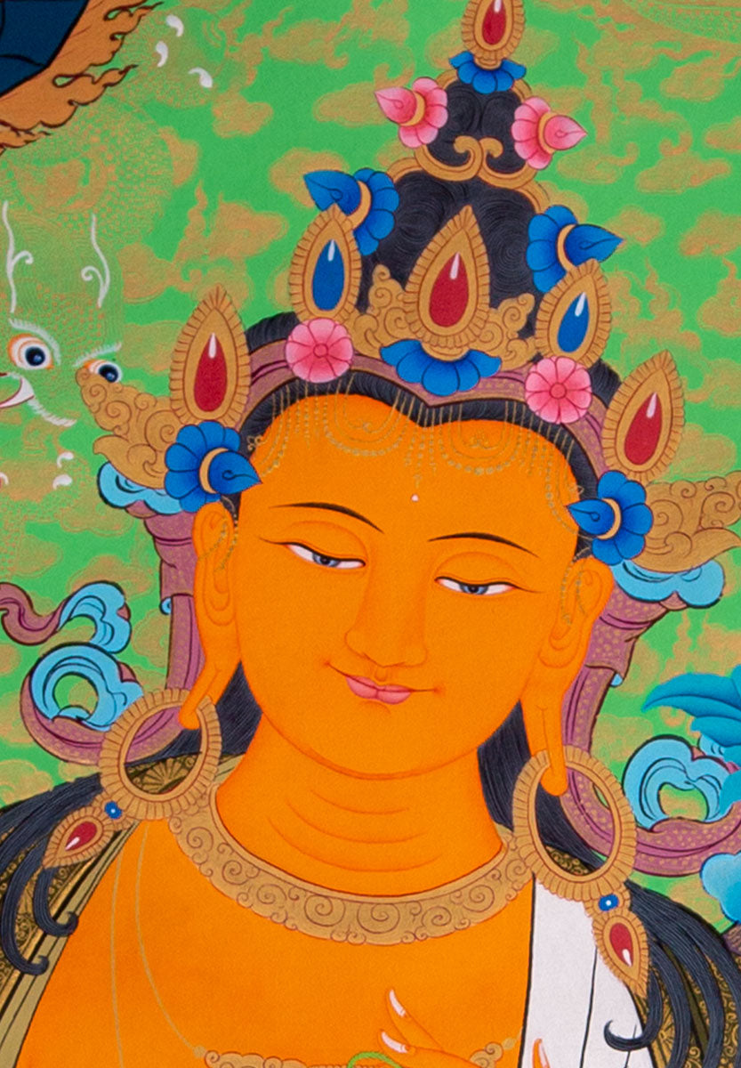 Manjushri Thangka Painting from Nepal - Lucky Thanka
