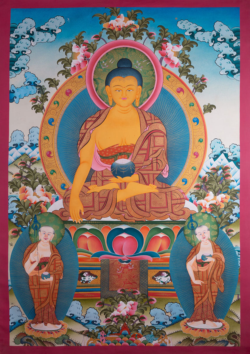 Shakyamuni Buddha Large size Thangka painting | Wall Hanging Tibetan Art - Lucky Thanka