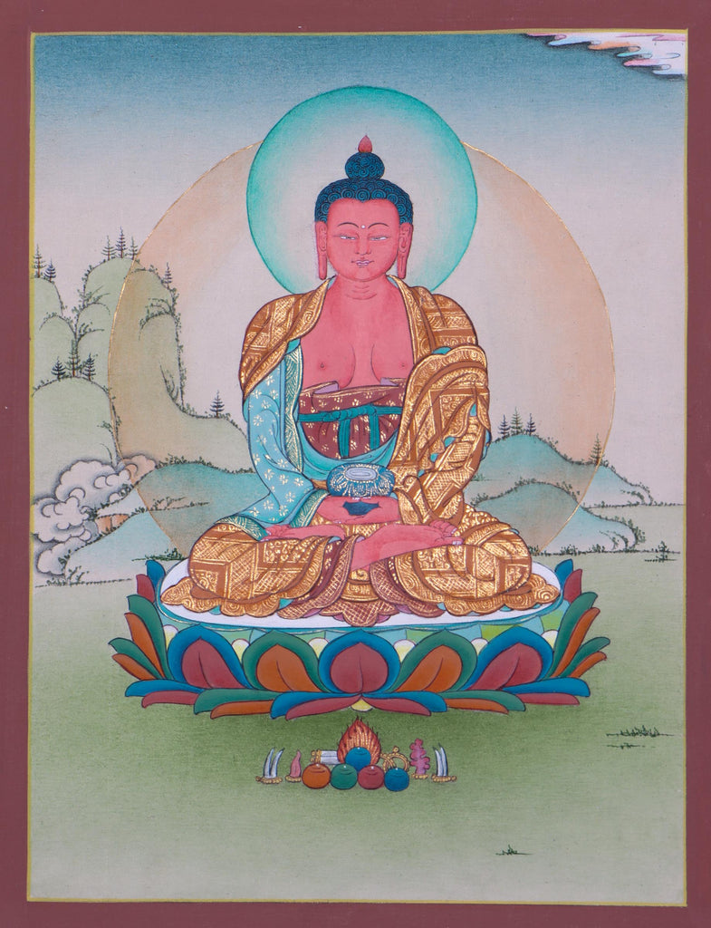 Handpainted Amitabha Buddha Thangka - Lucky Thanka