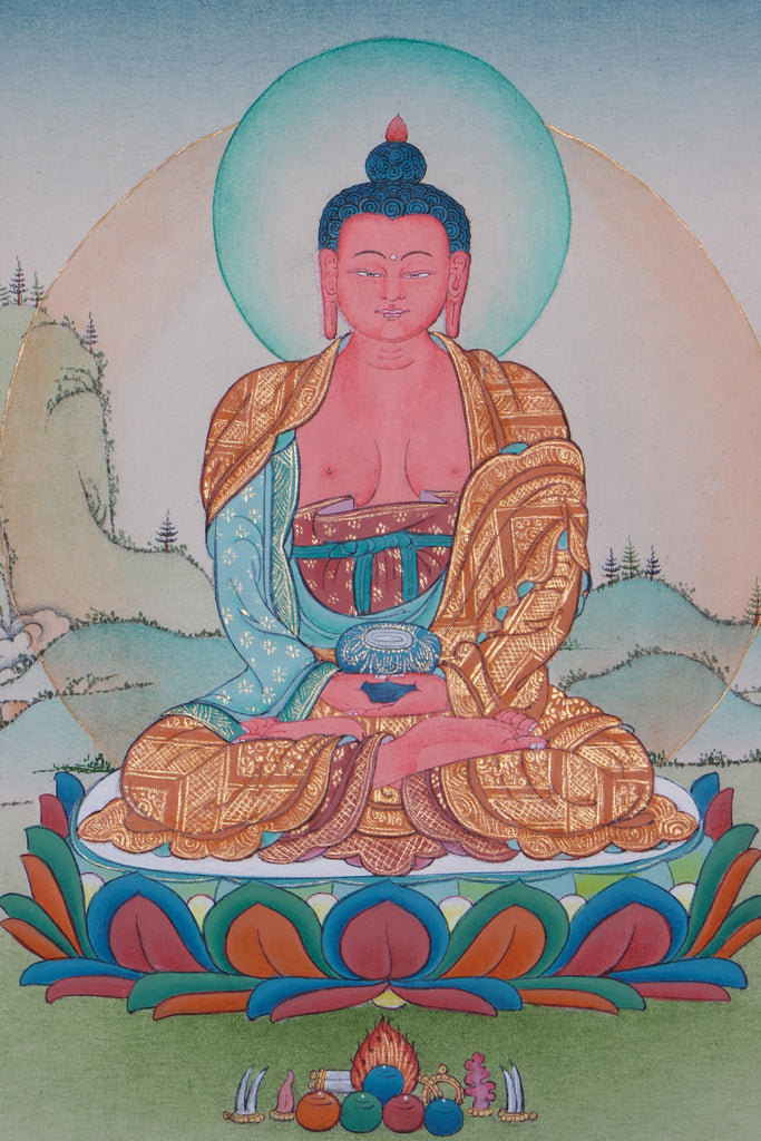 Handpainted Amitabha Buddha Thangka - Lucky Thanka