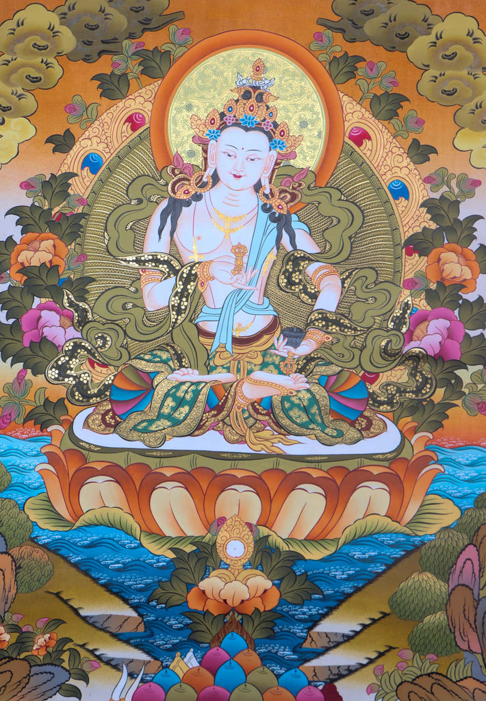 Vajrasattva Thangka Painting - Handpainted Thangka Art - Lucky Thanka