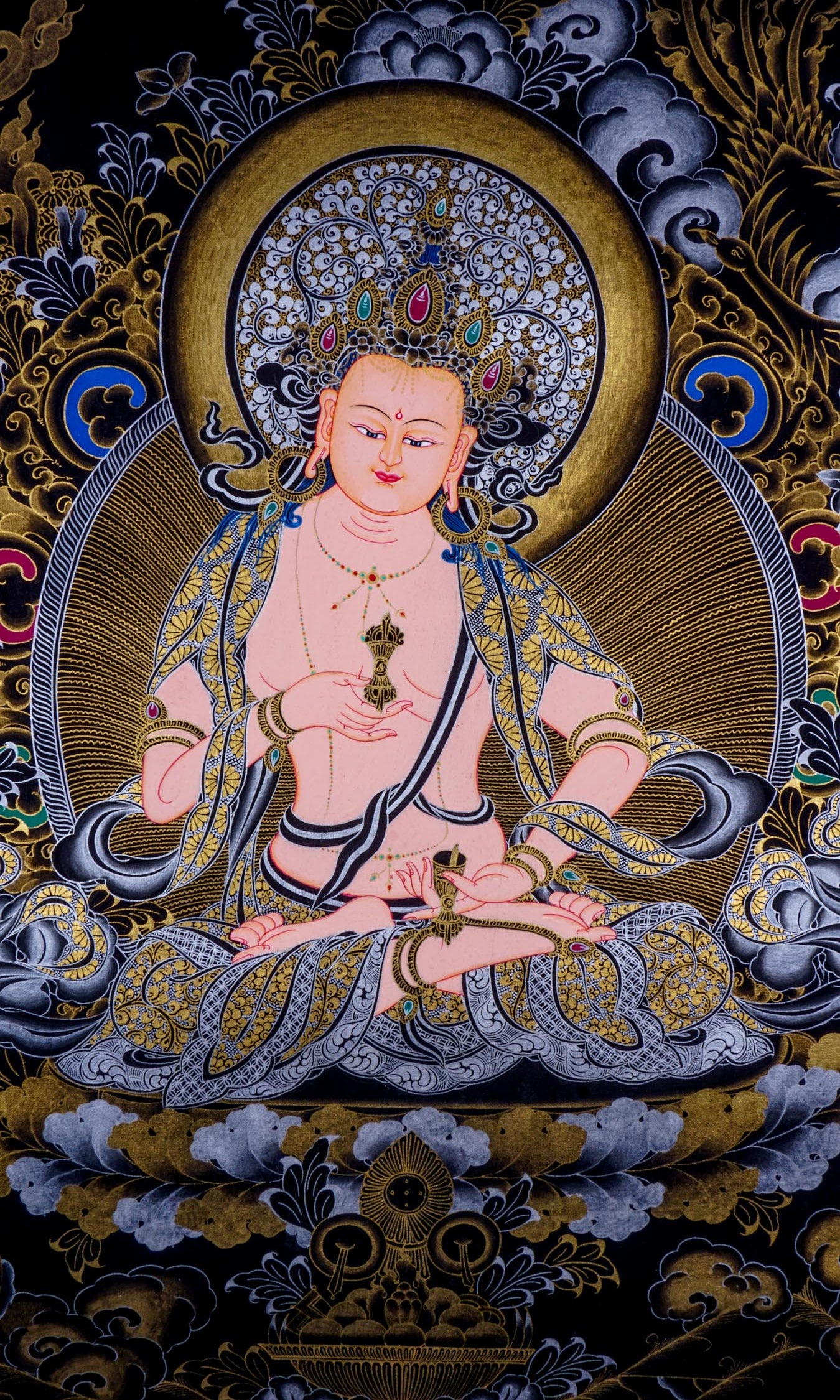 Tibetan Thangka painting of Vajrasattva - Lucky Thanka