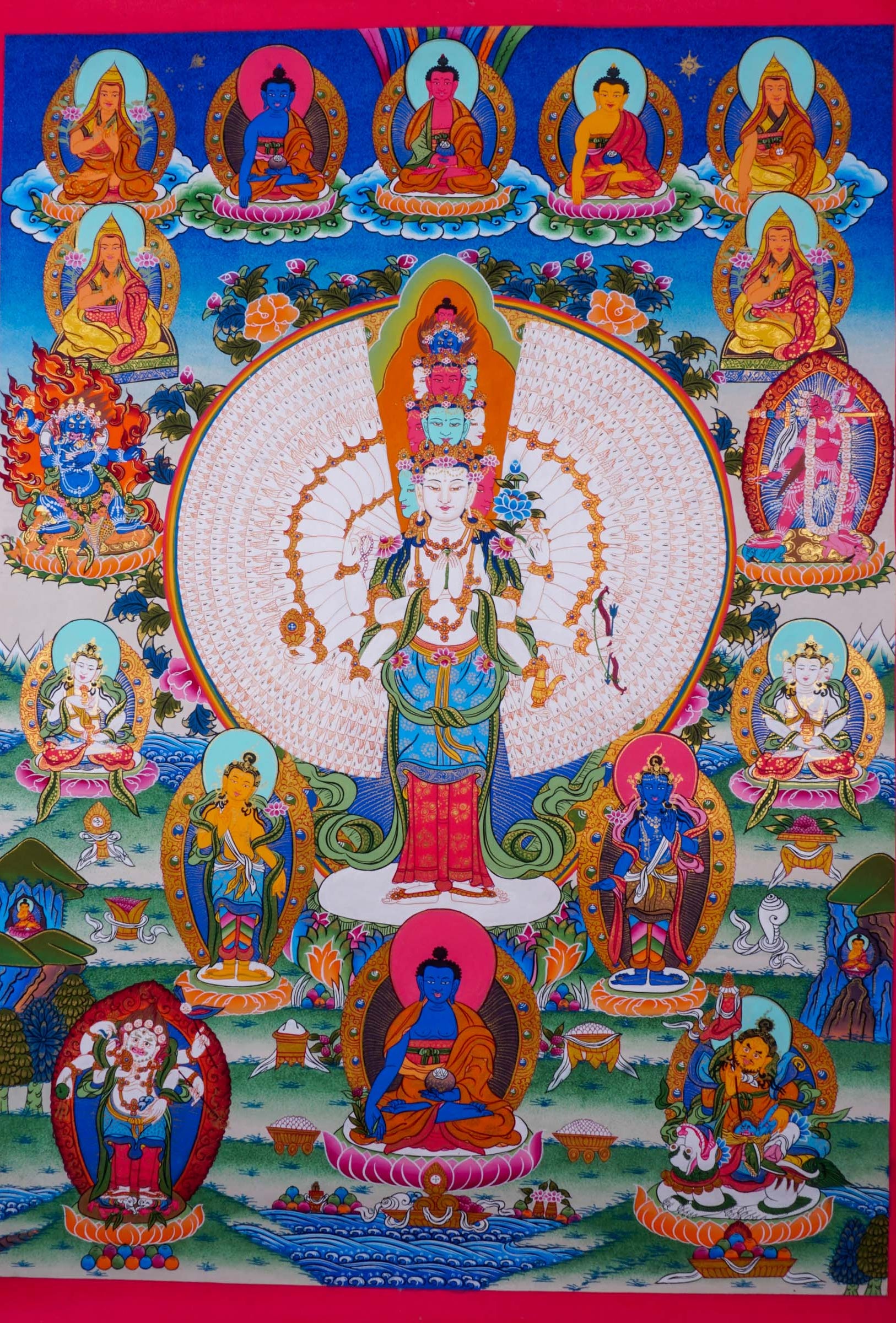 Avalokiteshvara Set Thangka Painting - Lucky Thanka