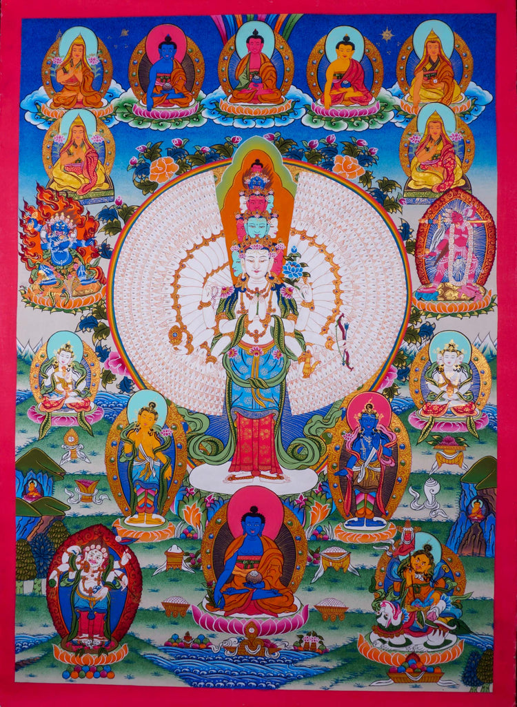 Avalokiteshvara Set Thangka Painting - Lucky Thanka