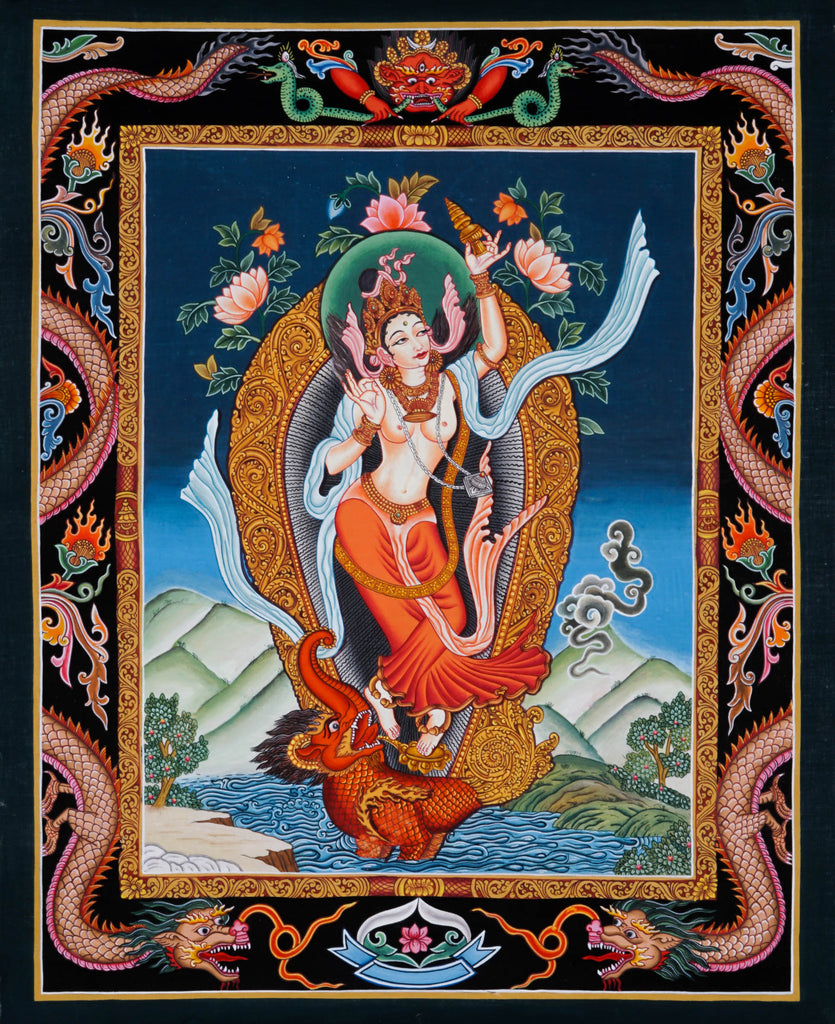 Newari Style - Laxmi Thangka - Best handpainted thangka painting - LuckyThanka
