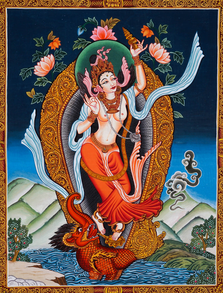 Newari Style - Laxmi Thangka - Best handpainted thangka painting - LuckyThanka