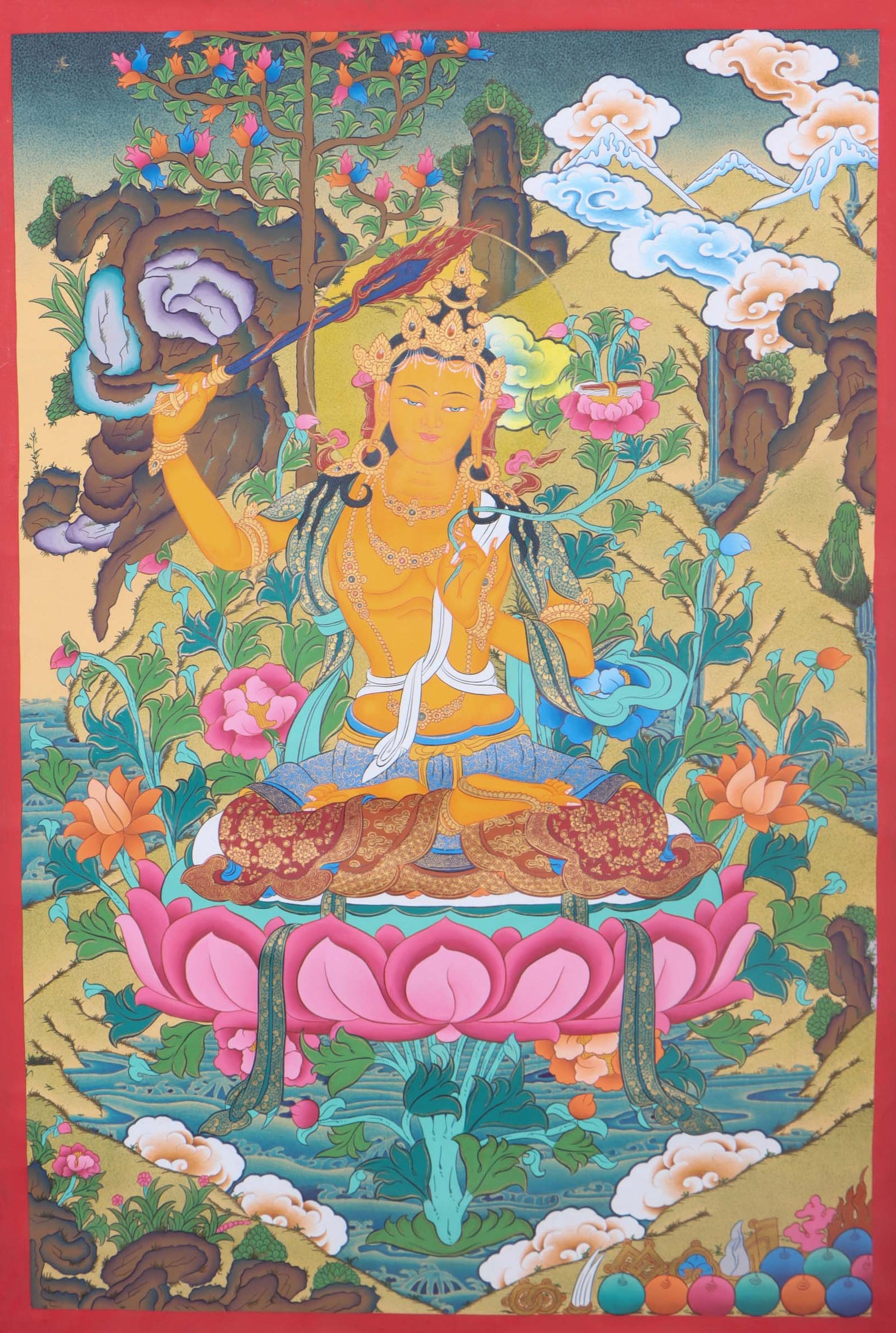 Manjushri the wisdom Boddhisattva Thangka painting 