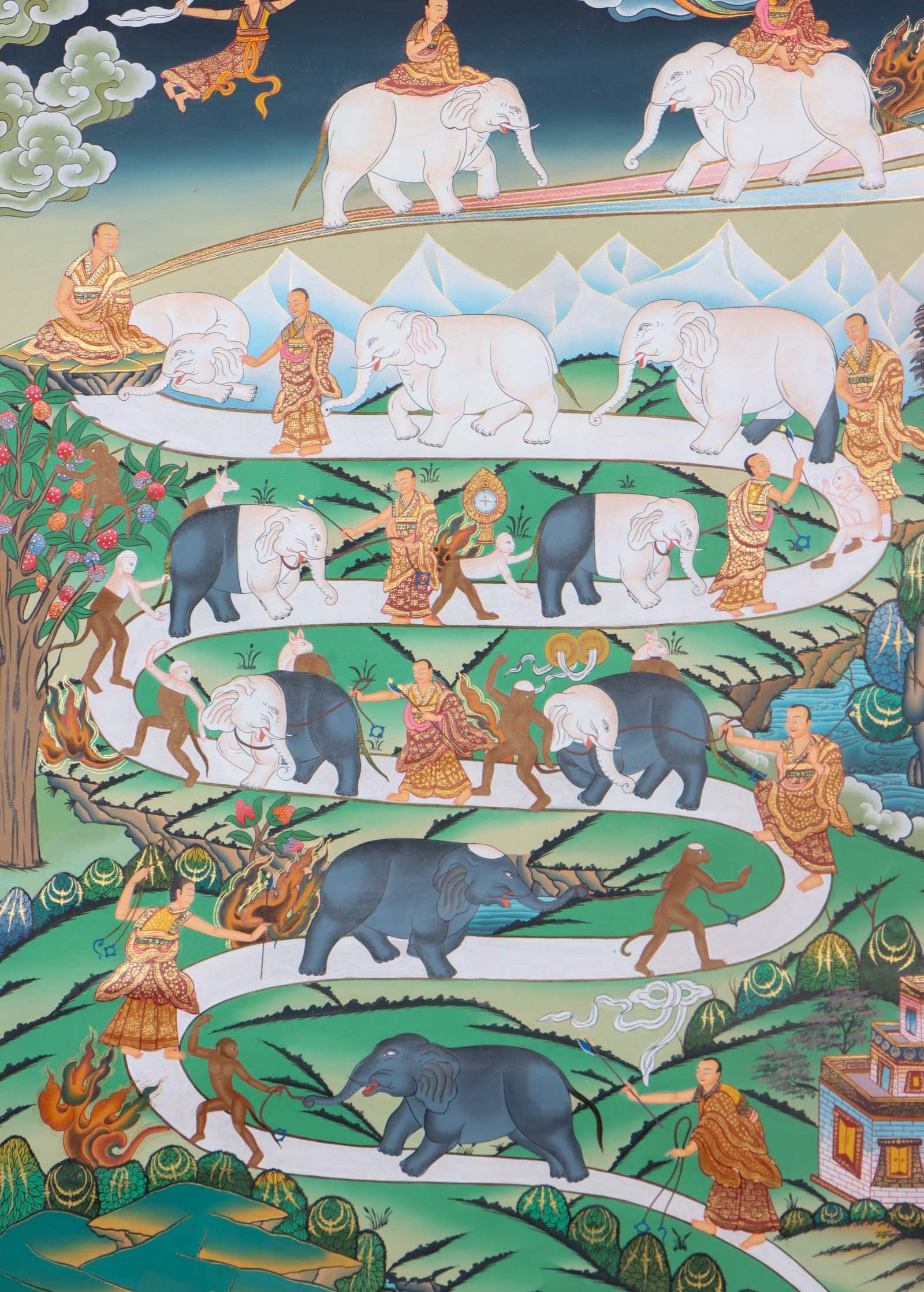 Way to Heaven Tibetan Thangka Art - Handpainted Tibetan Thangka - Lucky Thanka