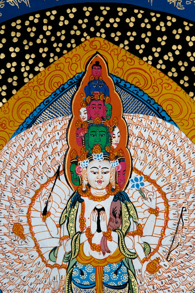 1000 arm Avalokiteshvara Thangka - Bodhisattva Mandala - Best handpainted thangka painting - LuckyThanka 