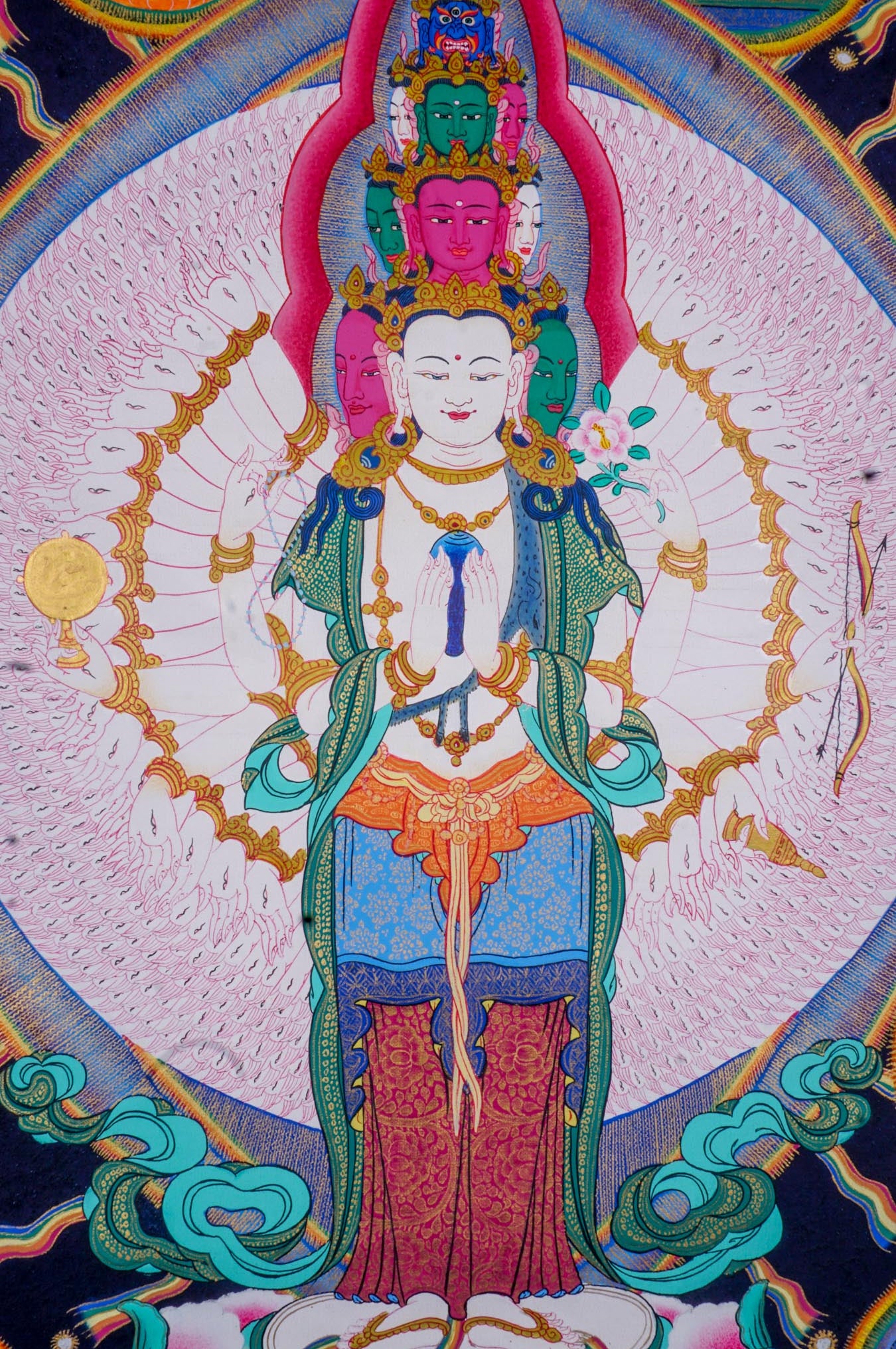 Avalokiteshvara Tibetan Thangka Wall Hanging - Lucky Thanka