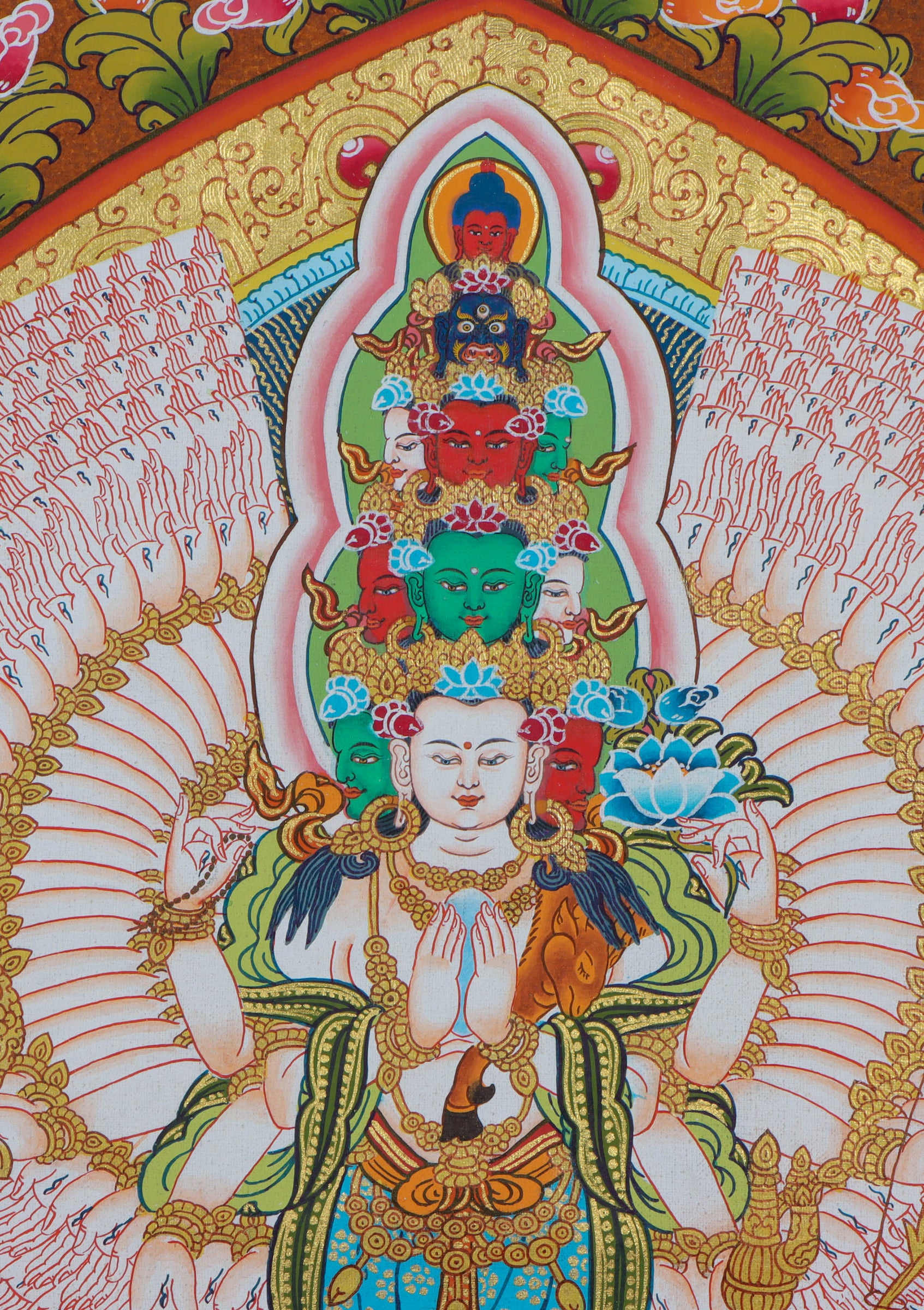 1000 arms Lokeshwor Thangka Painting - Handpainted by skillful artisan - Lucky Thanka