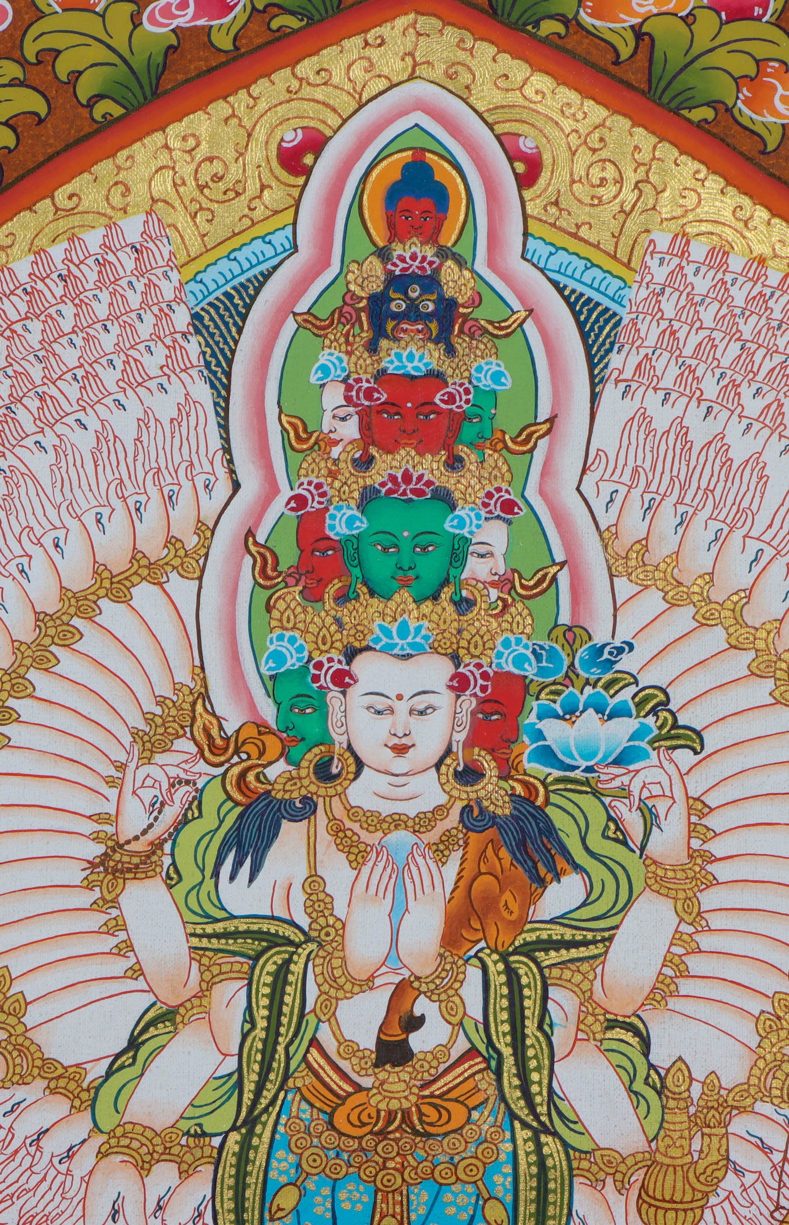1000 arms Lokeshwor Thangka Painting - Handpainted by skillful artisan - Lucky Thanka