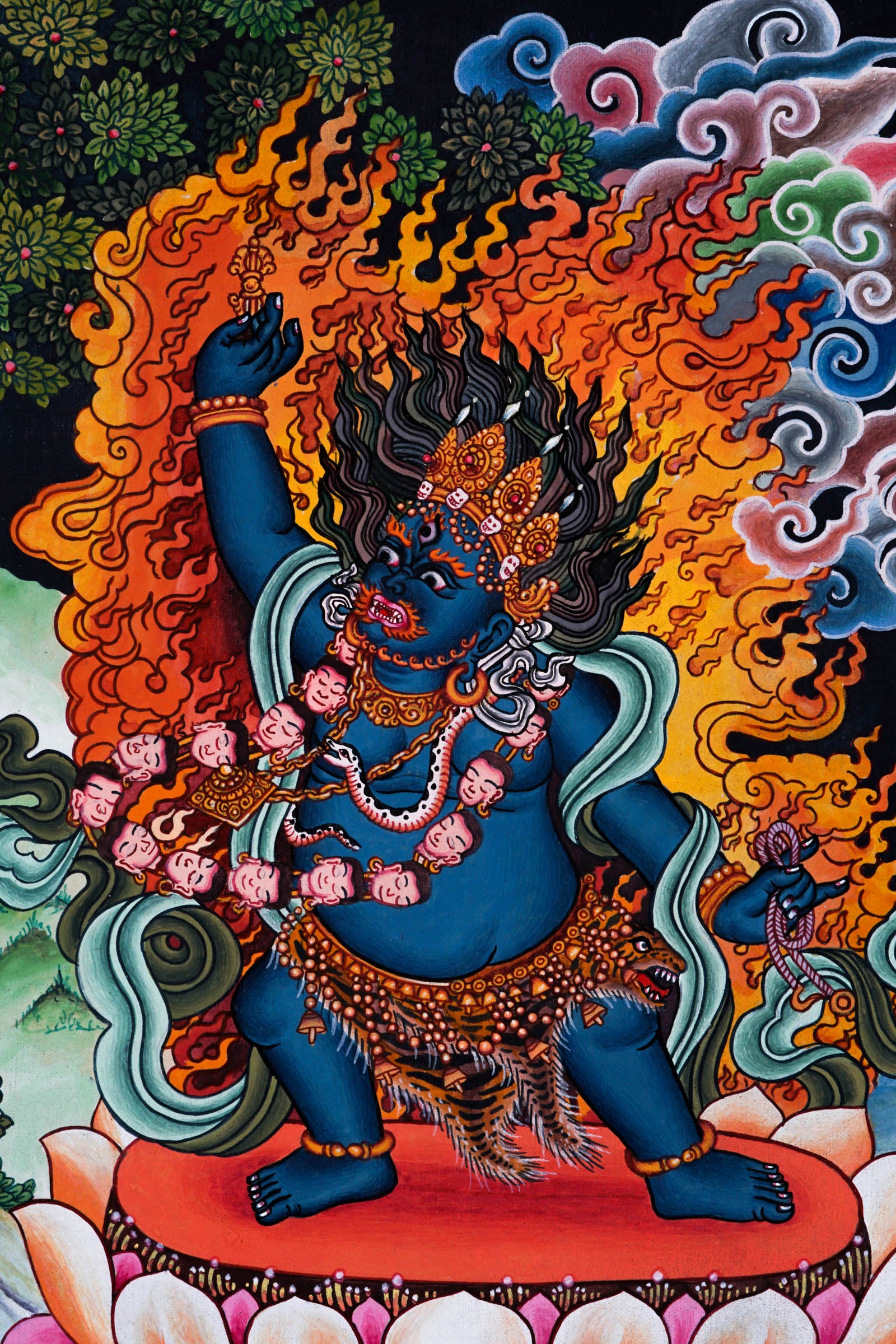 Wrathful deity - Mahakala Thangka - Best handpainted thangka painting - LuckyThanka