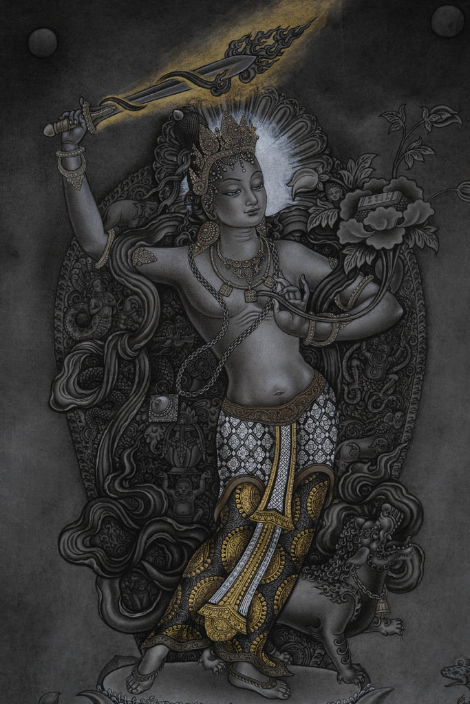Thangka Painting - Manjushri with Prajnaparamita -  Best handpainted thangka painting - LuckyThanka