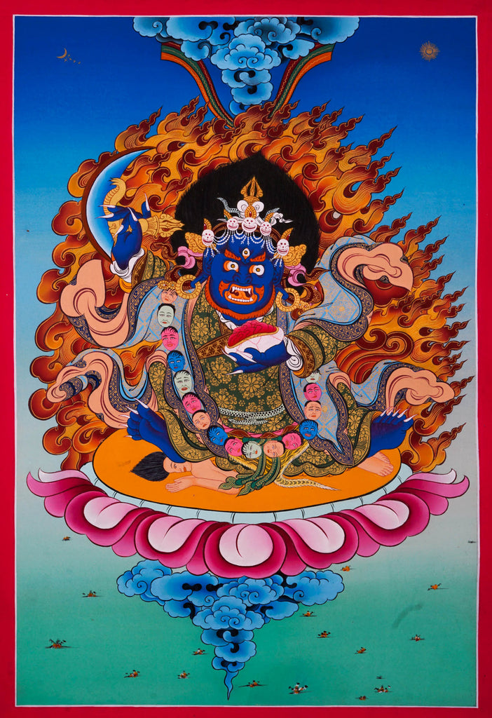 Mahakala Thangka painting - Handpainted Thangka Art - Lucky Thanka