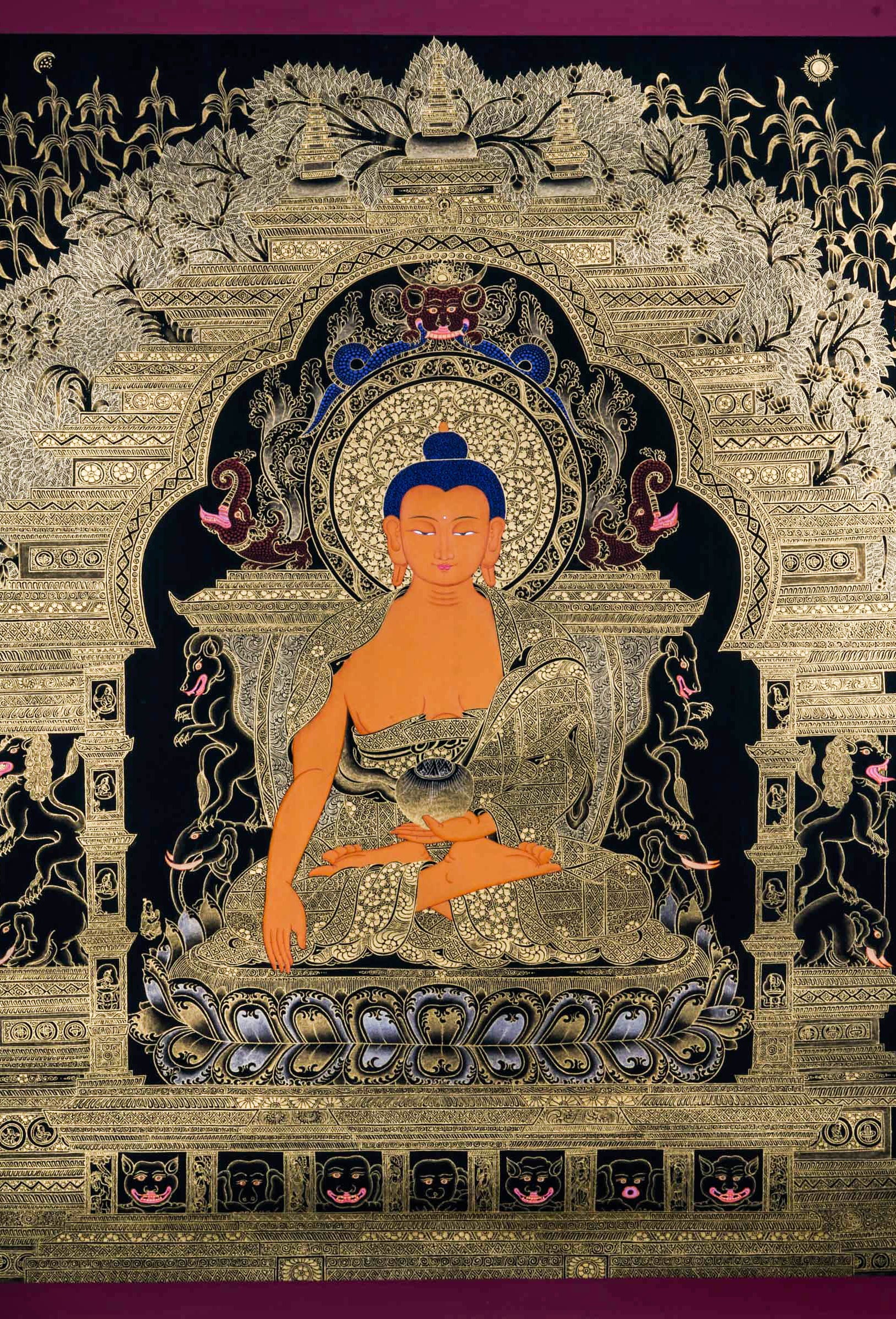 Buddha Shakyamuni Thangka Art - Handmade thangka painting - LuckyThanka