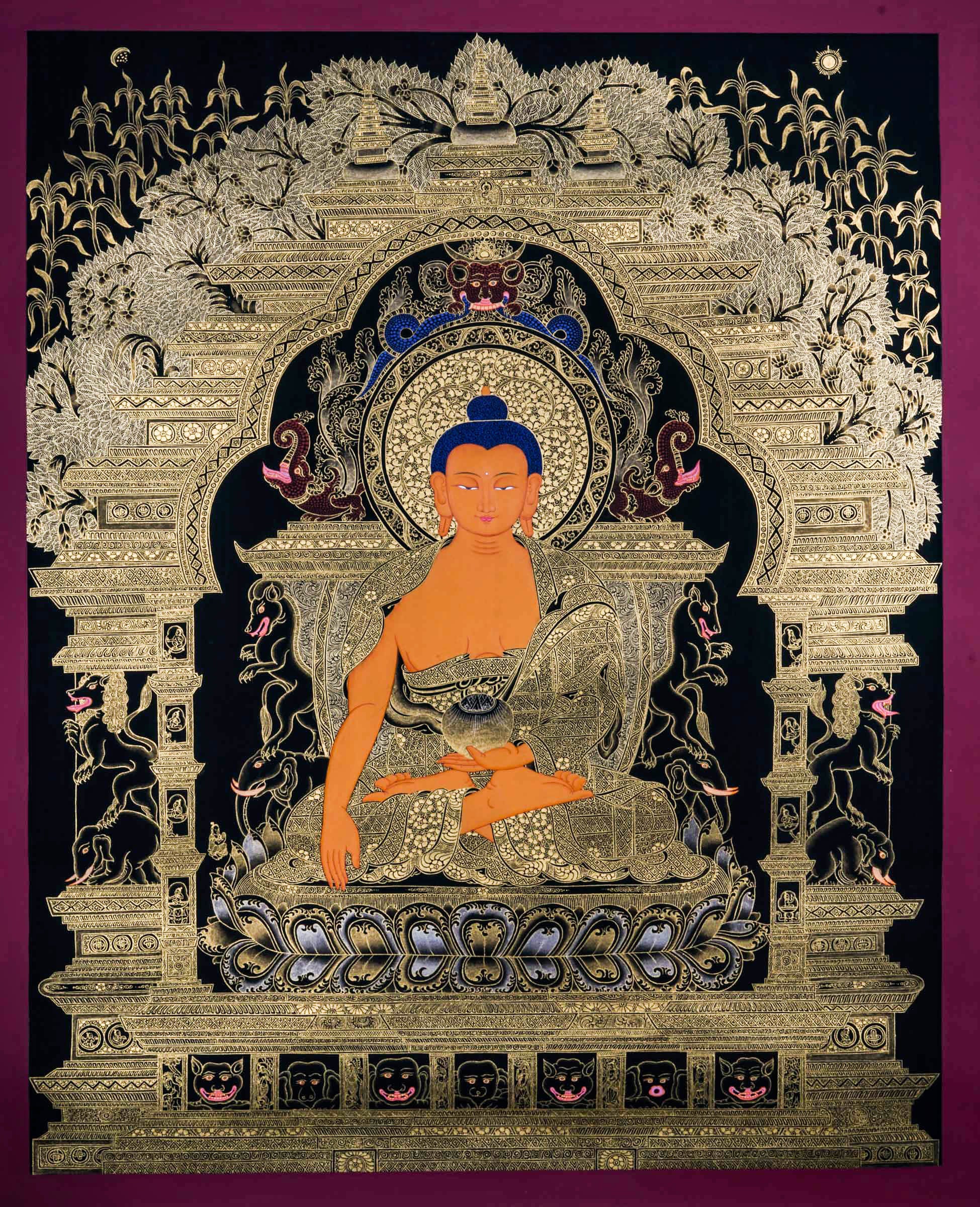 Buddha Shakyamuni Thangka Art - Handmade thangka painting - LuckyThanka