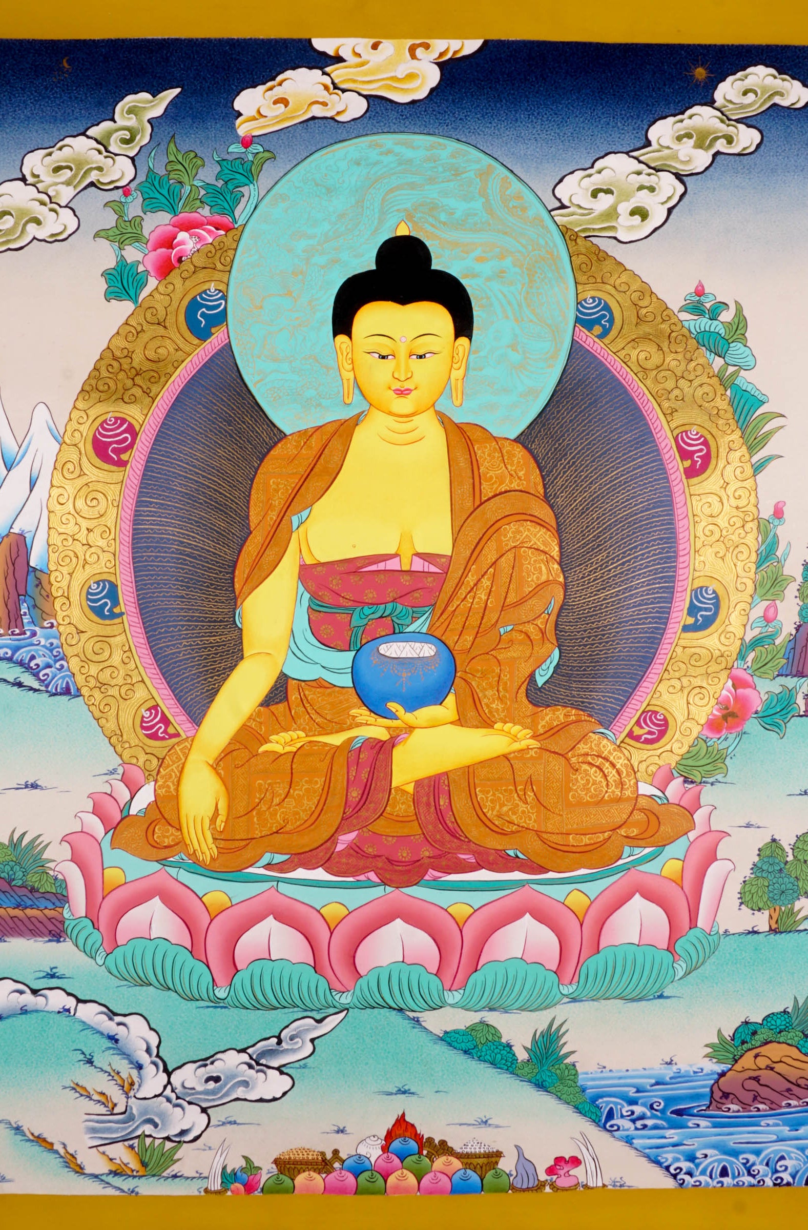 Small Shakyamuni Buddha Thangka - Lucky Thanka