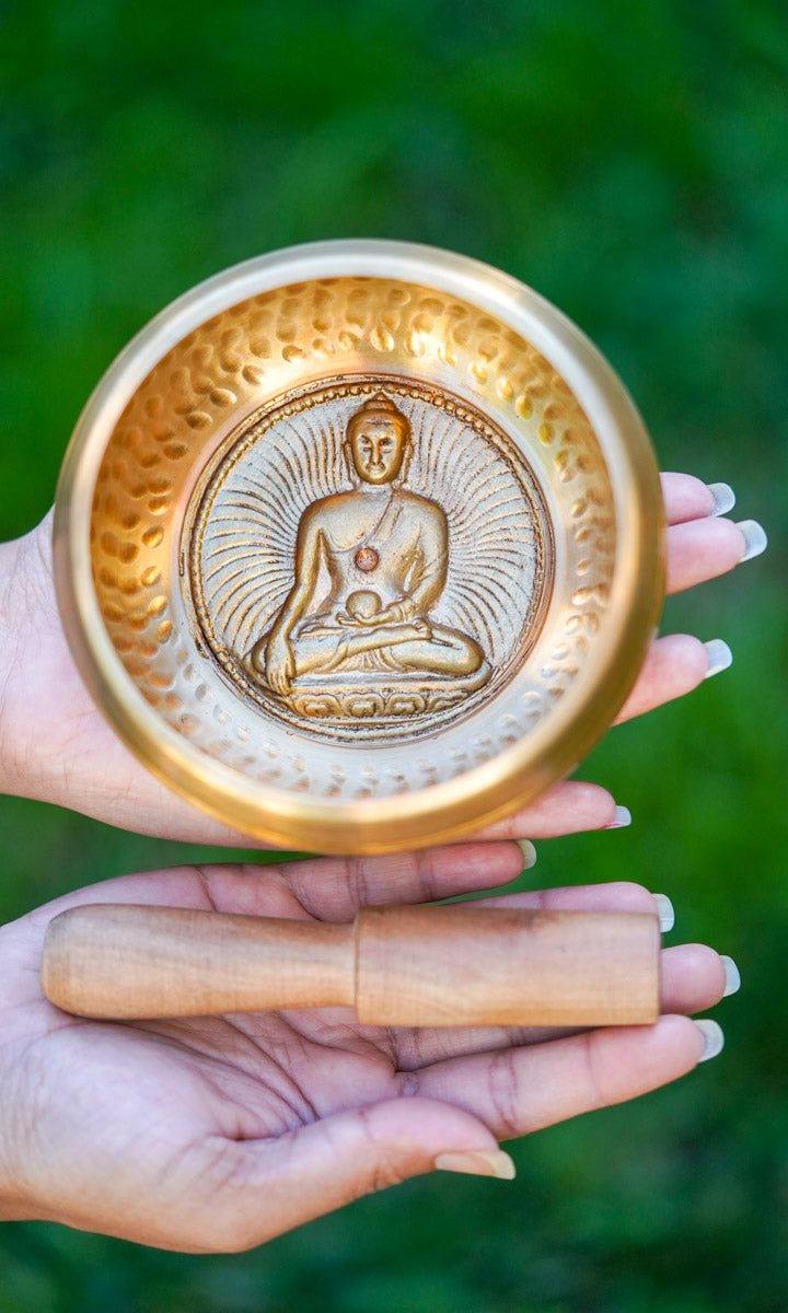 Shakyamuni Buddha Carved Singing Bowl - Lucky Thanka