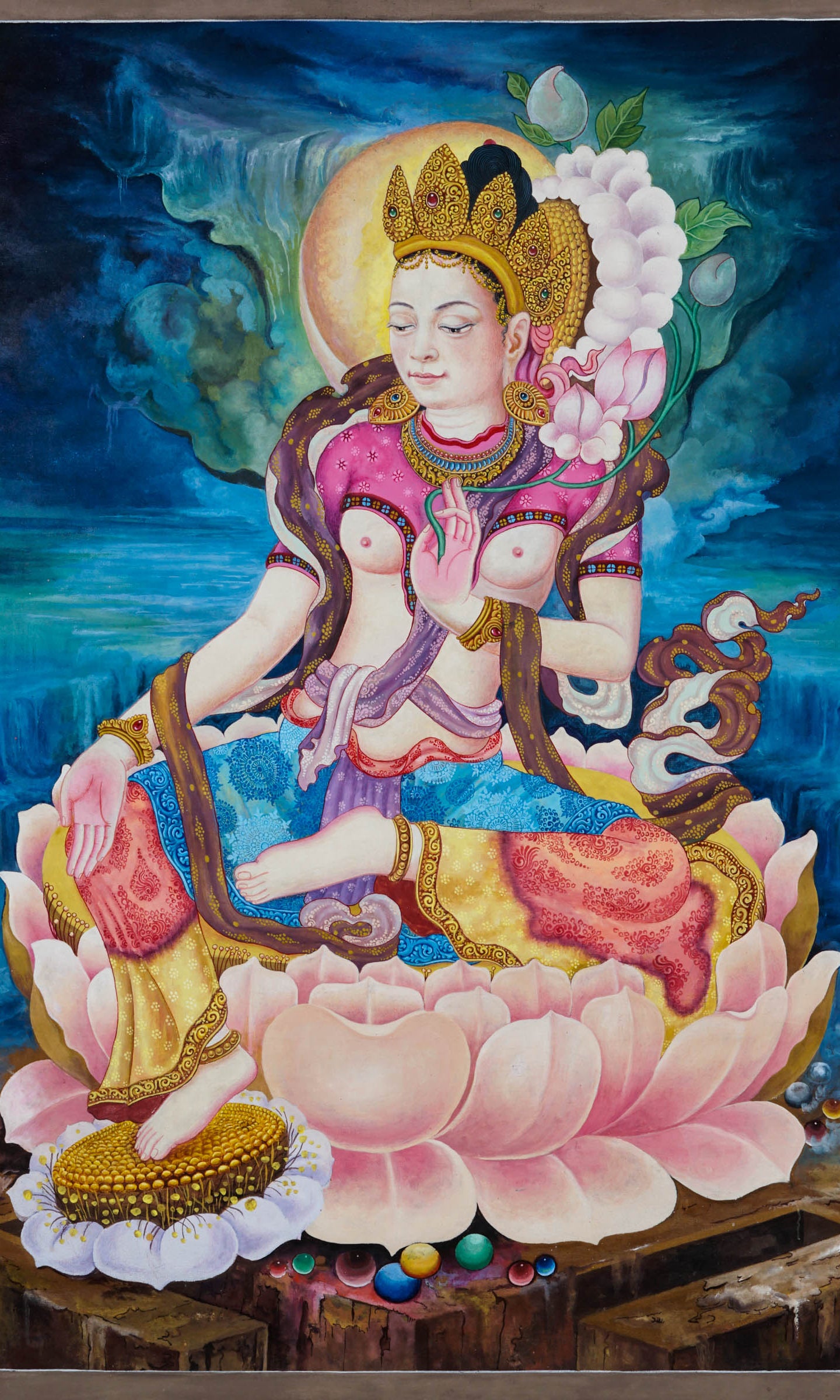 Beautifully Handpainted Tara Thangka Painting - Best handpainted thangka painting - LuckyThanka 