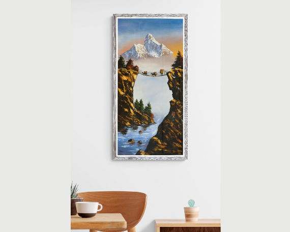 Hand Painting of Amadablam - Original Acrylic Painting of Machapuchare landscape - Perfect for room decoration