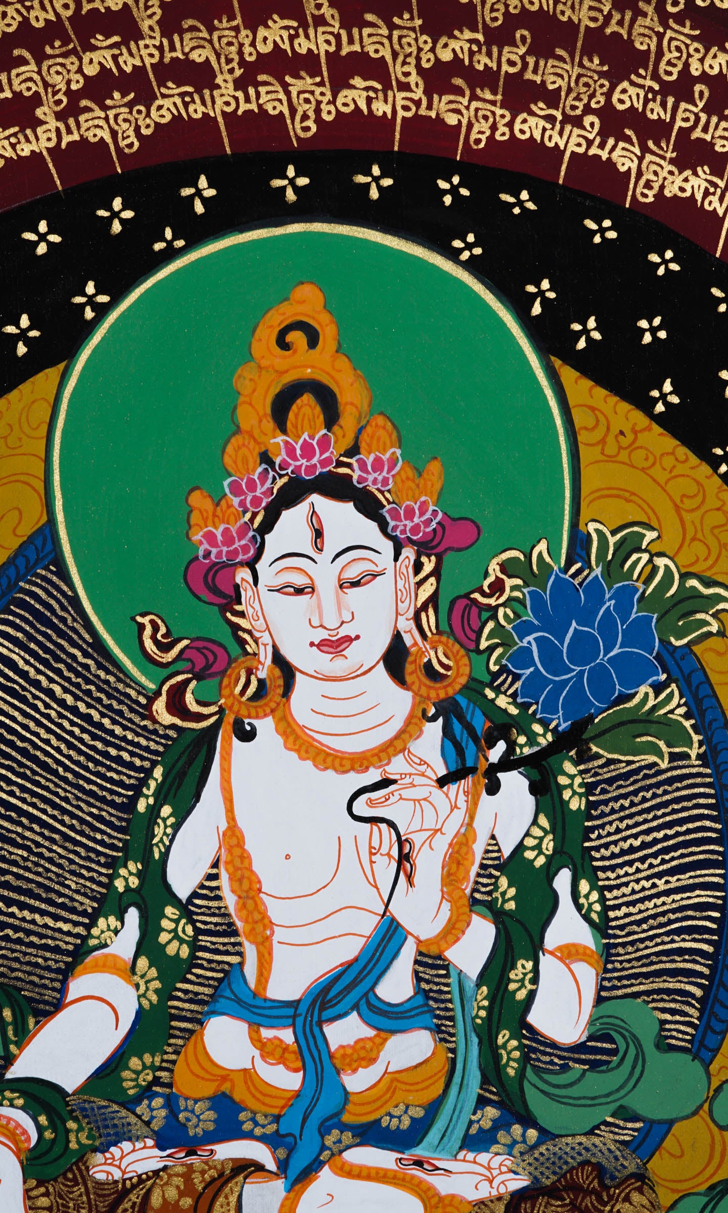 White Tara Mandala Thangka - Best handpainted thangka painting - LuckyThanka 
