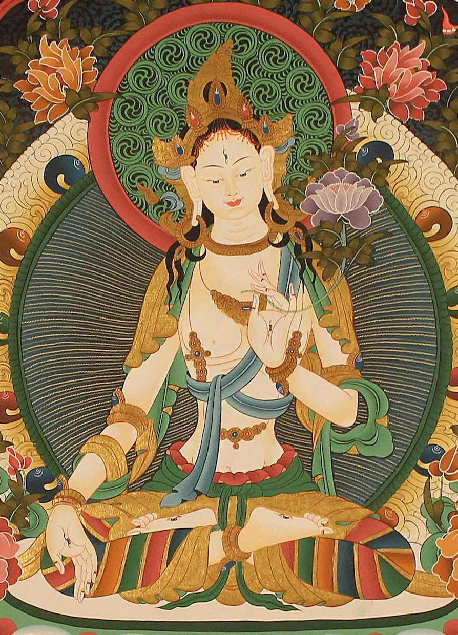 White Tara Tibetan Thangka Painting - Lucky Thanka