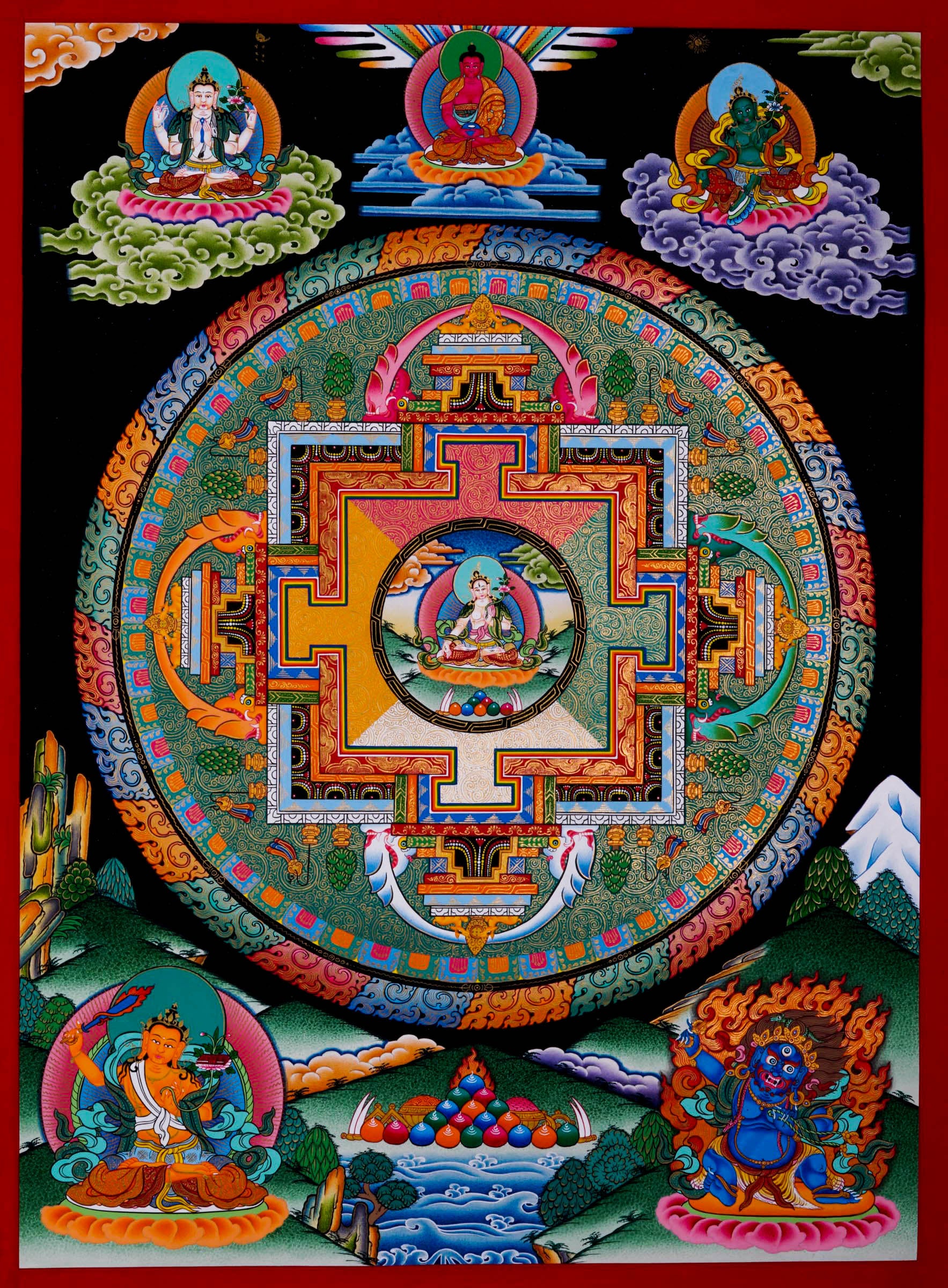 White Tara Mandala Thangka - Handpainted Thangka Art - Lucky Thanka