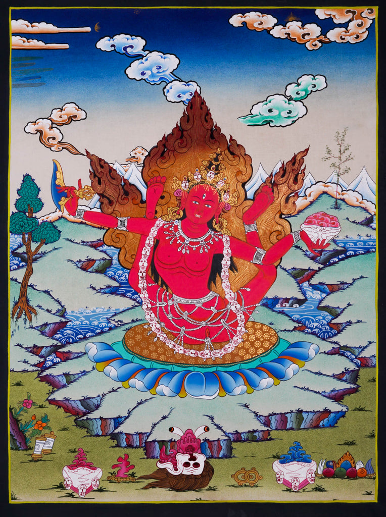 Sukhasiddhi Yogini Thangka Painting - Handmade thangka painting - LuckyThanka