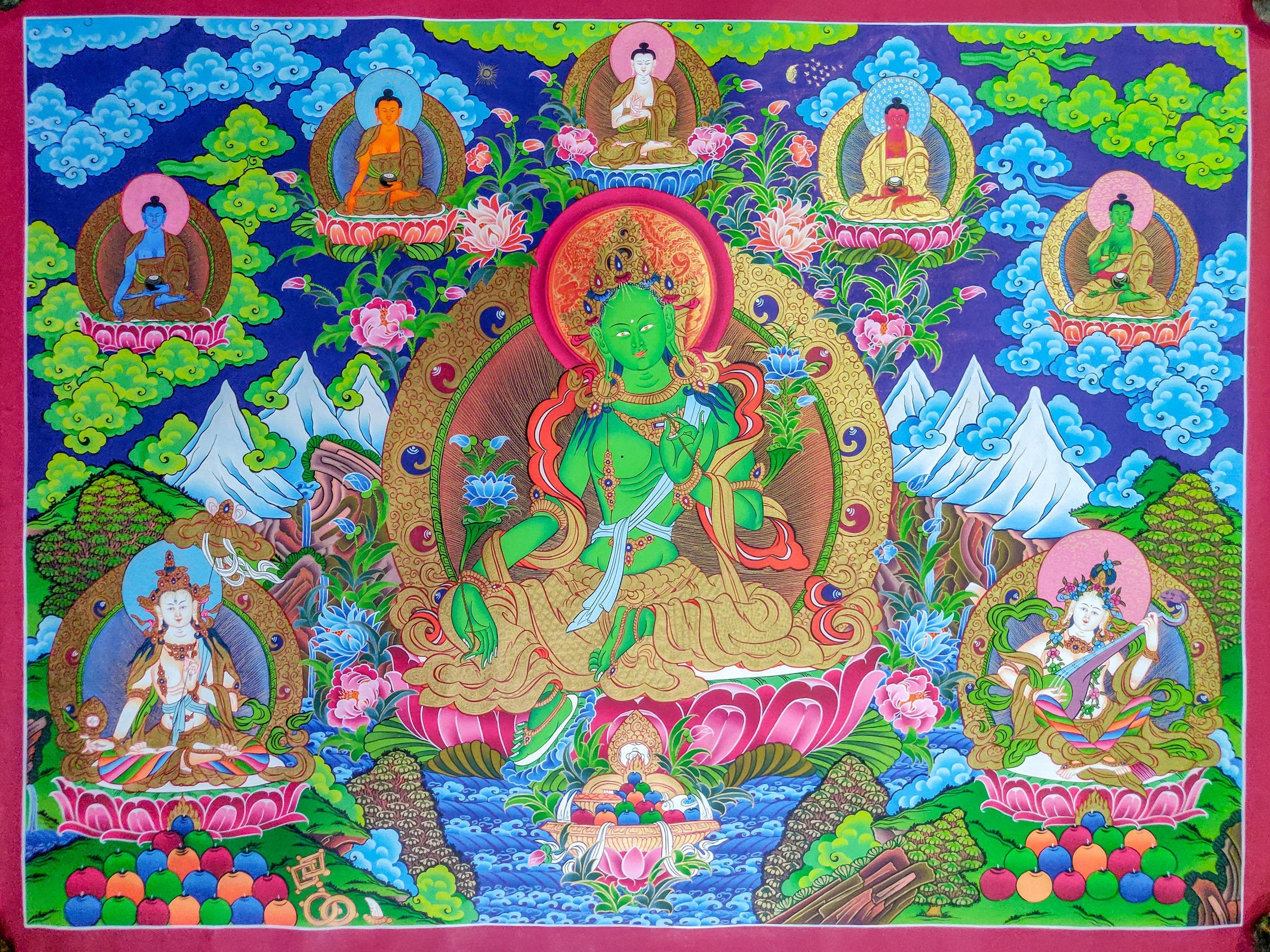 Thangka Painting of Green Tara - Lucky Thanka