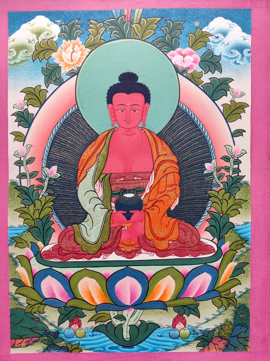 Small size Amitabha Buddha Thangka Painting - Lucky Thanka
