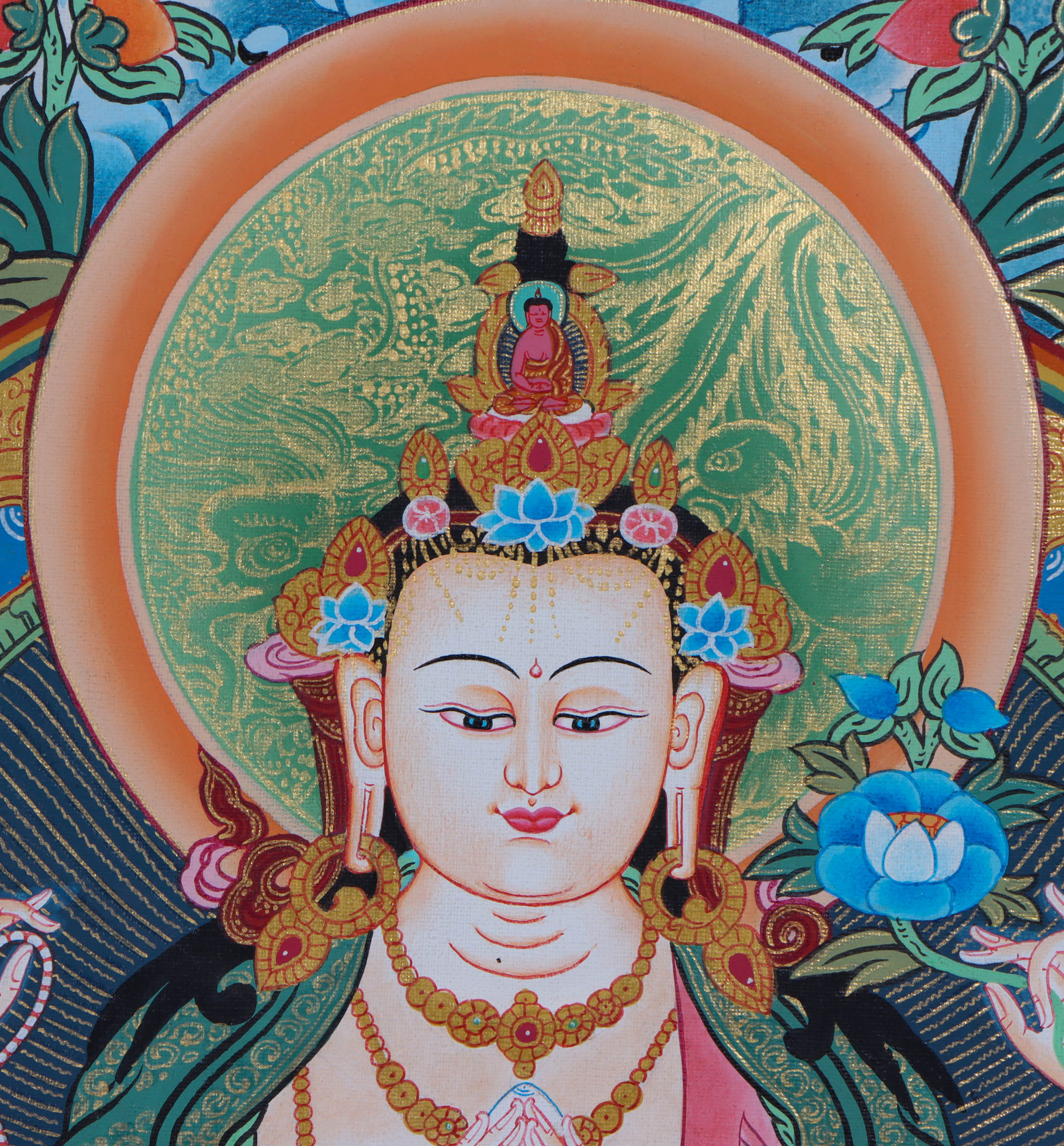 4 Arm Chengresi Thangka Painting - Lucky Thanka