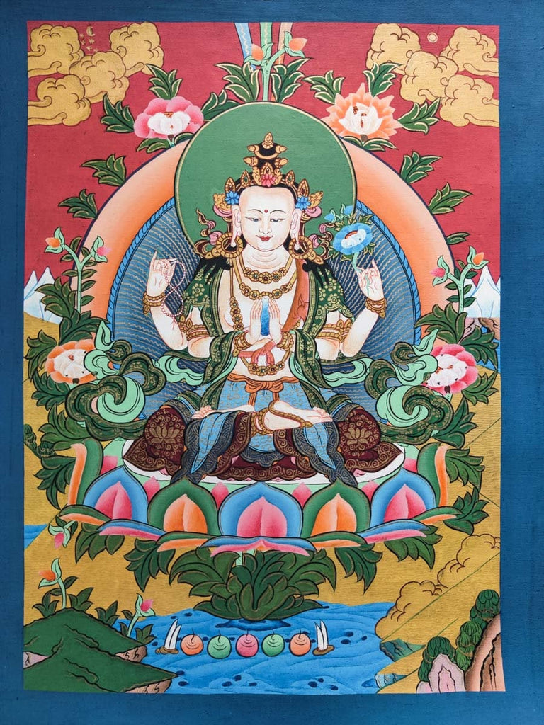 Bodhisattva of Compassion - Chenrezig - Lucky Thanka