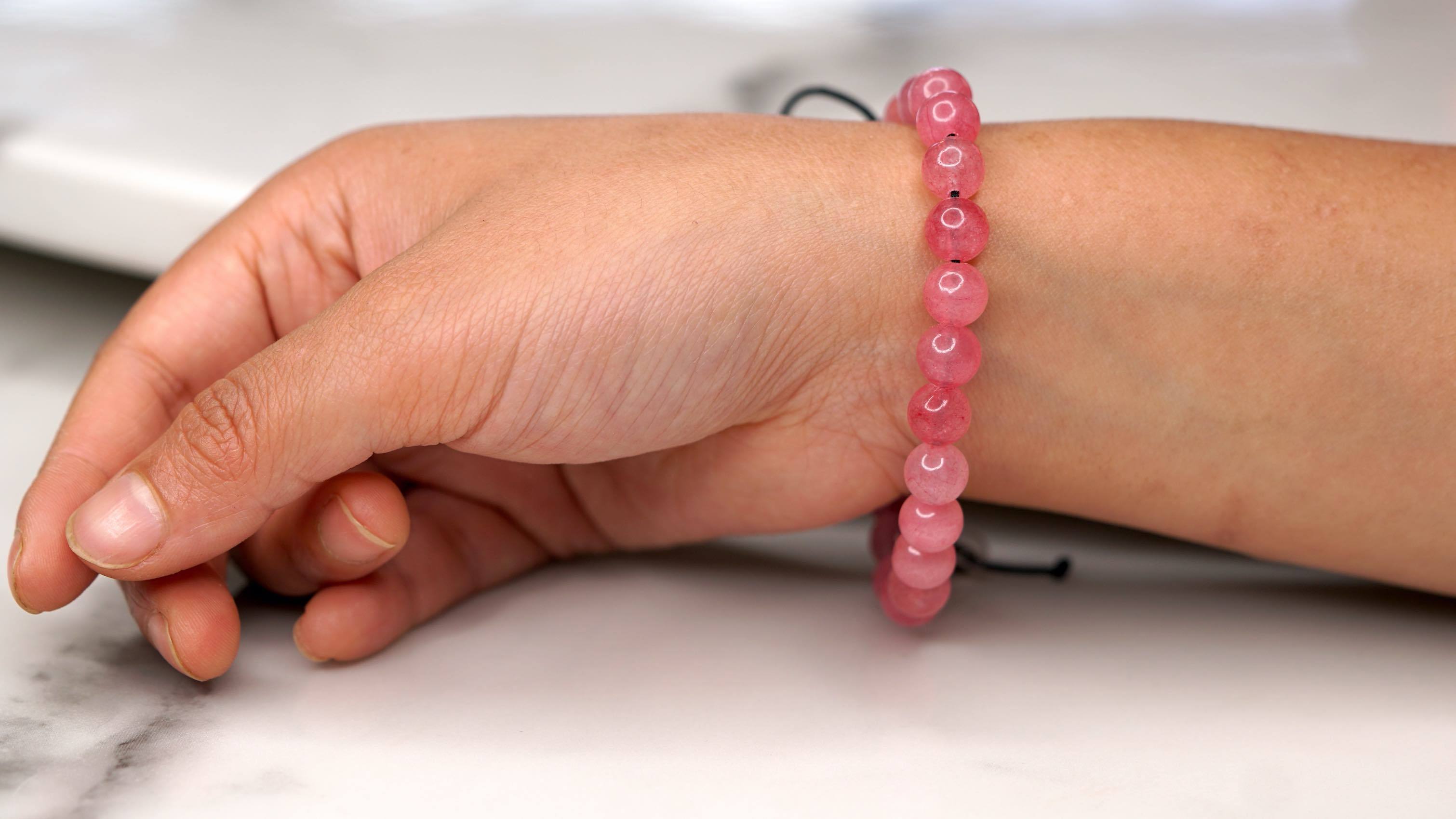 Pink Opal Natural Stone Bracelet | Handmade from Nepal - Lucky Thanka