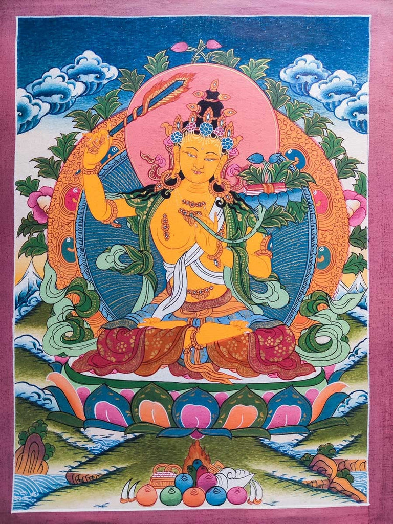 Manjushri holding Prajnaparmita - Lucky Thanka