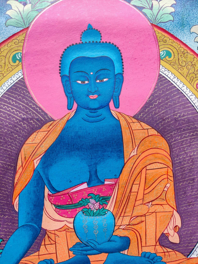 Medicine Buddha, Bhaisajyaguru Art - Lucky Thanka
