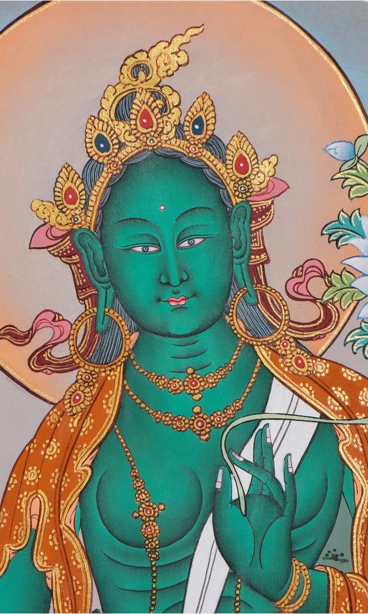 Green Tara thangka painting - Beautiful handpainted thangka - Lucky Thanka 