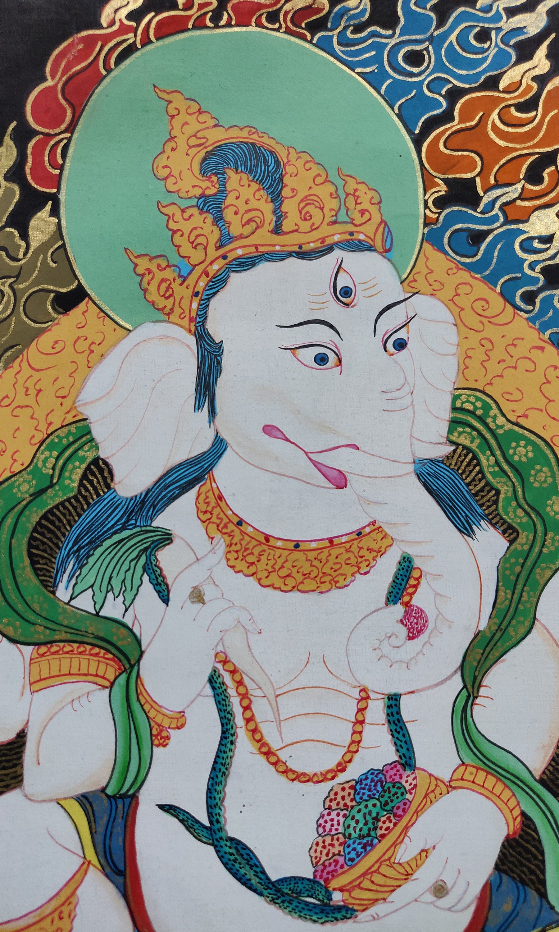 Shri Ganesh art with traditional framing - Lucky Thanka