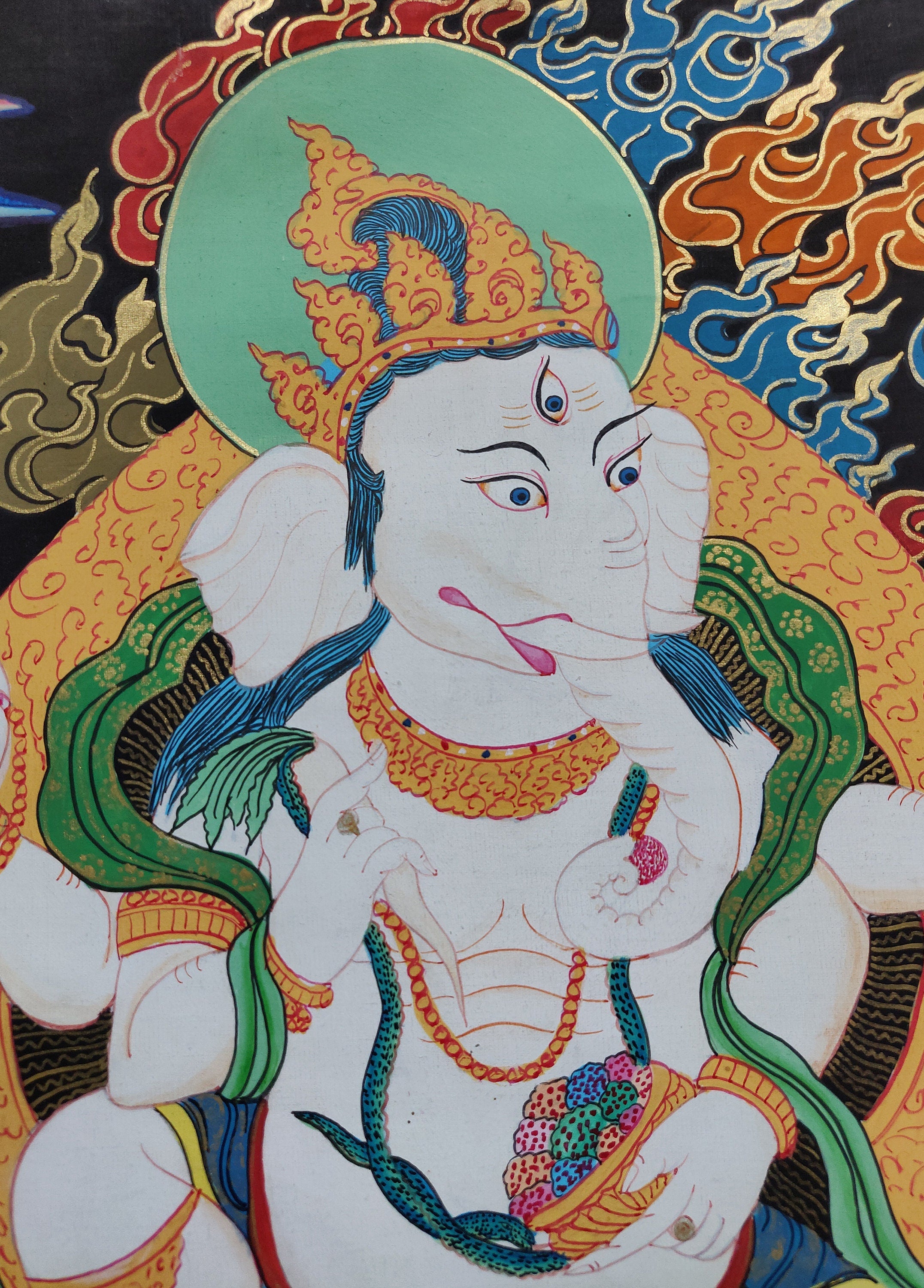 Shri Ganesh art with traditional framing - Lucky Thanka