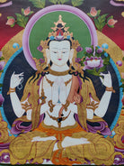 Gold Plated Chenrezig - Lucky Thanka