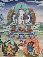 4 arm Avalokiteshvara Paintings - Lucky Thanka