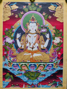 Gold Plated Chenrezig - Lucky Thanka